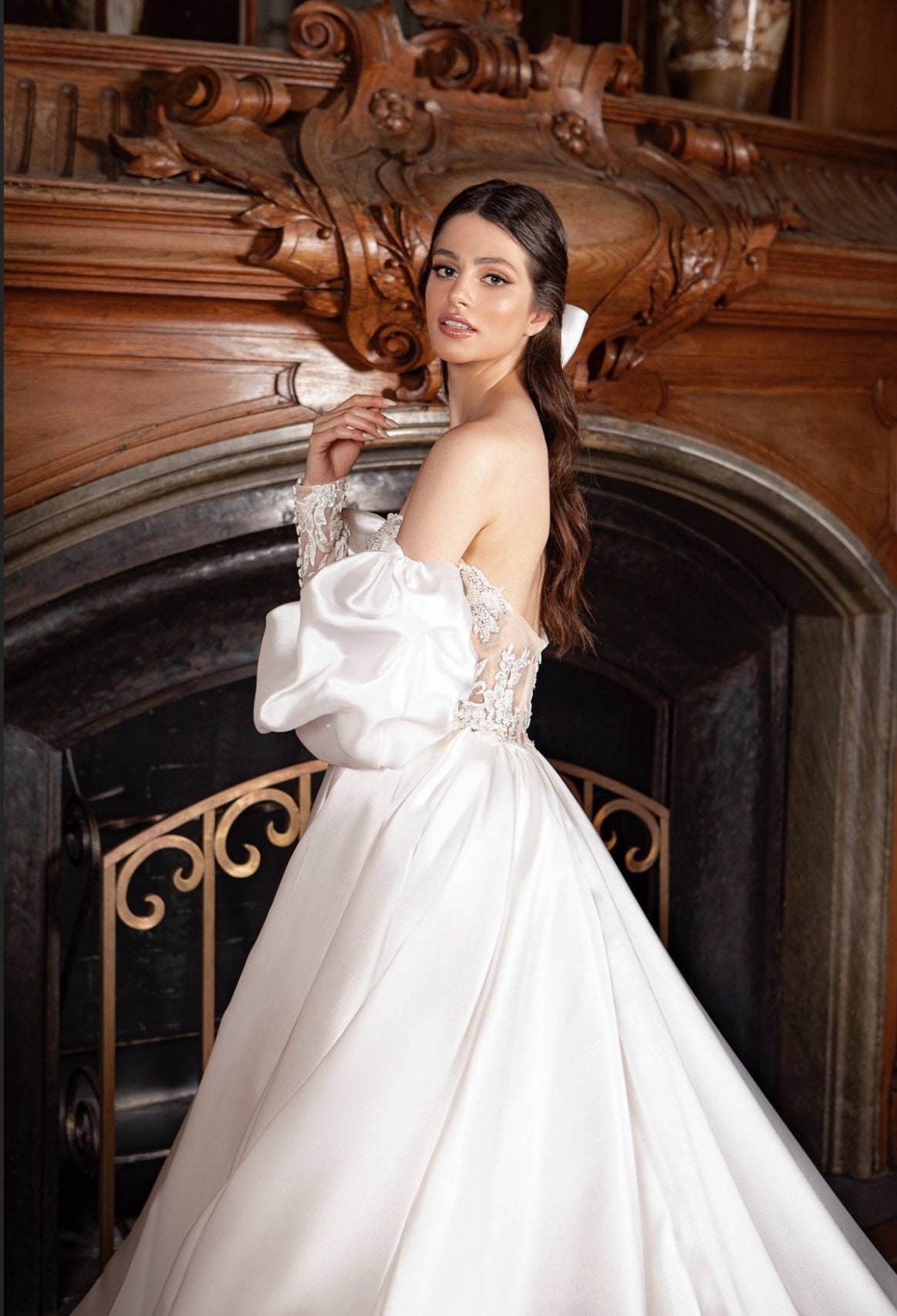 Detached Juliet Style Satin & Lace Sleeves