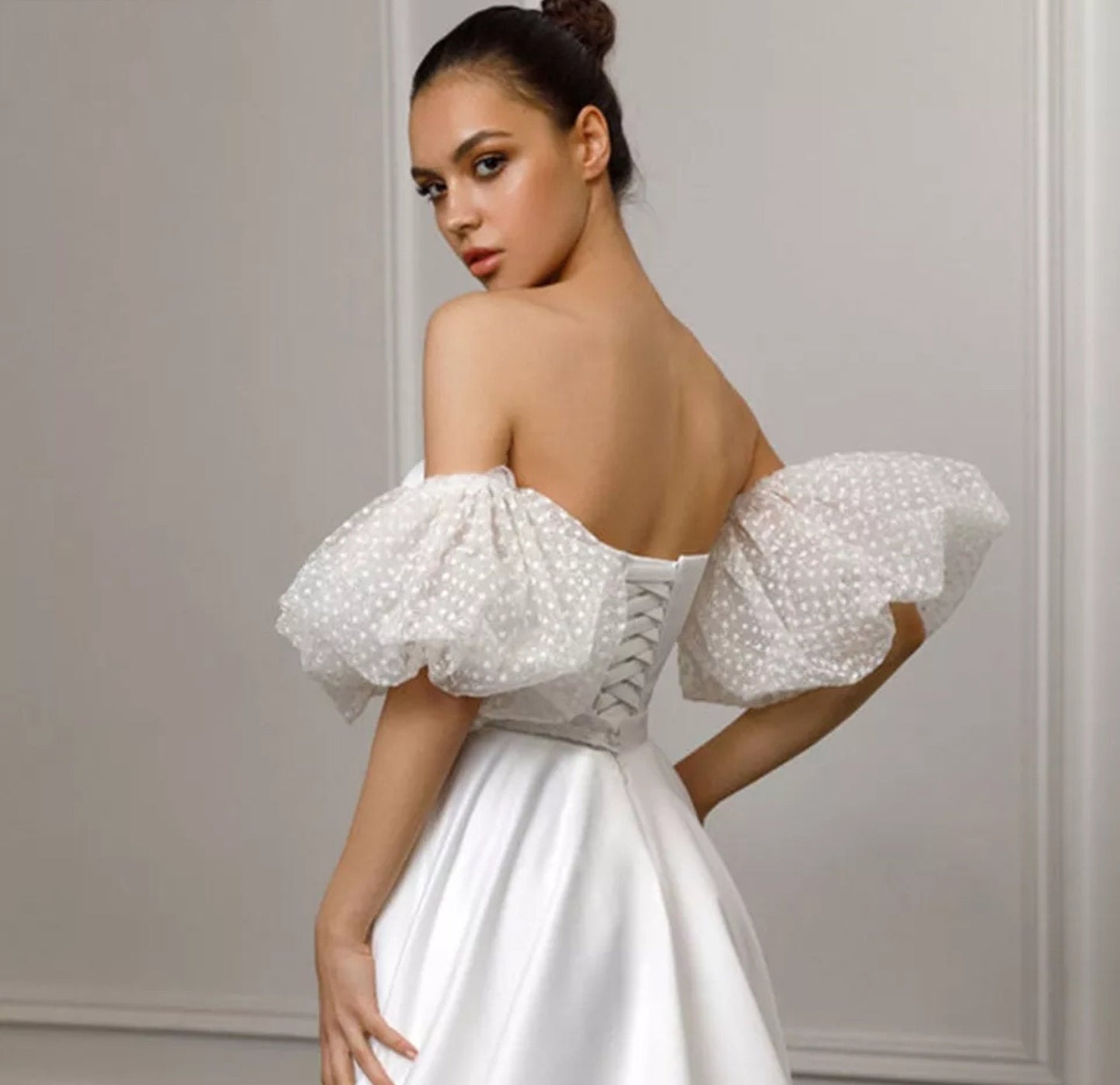 Detached Short Puff Dotted Tulle Sleeves