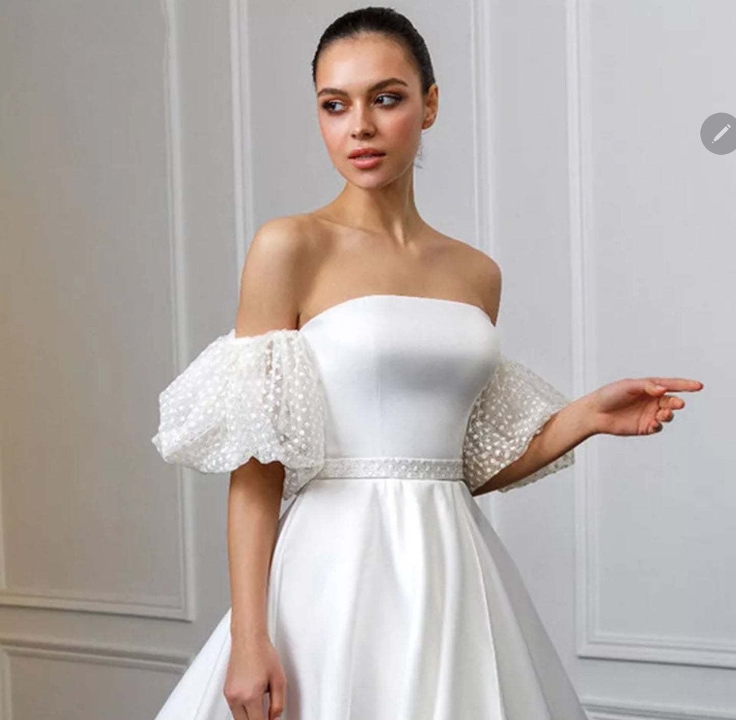 Detached Short Puff Dotted Tulle Sleeves