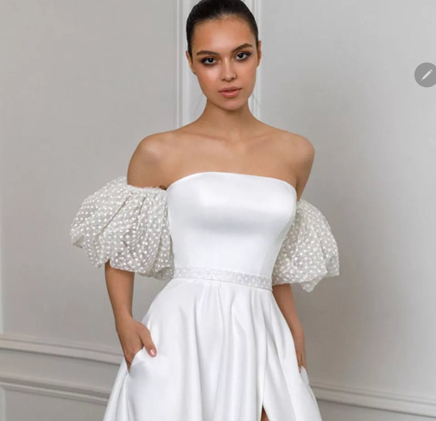 Detached Short Puff Dotted Tulle Sleeves