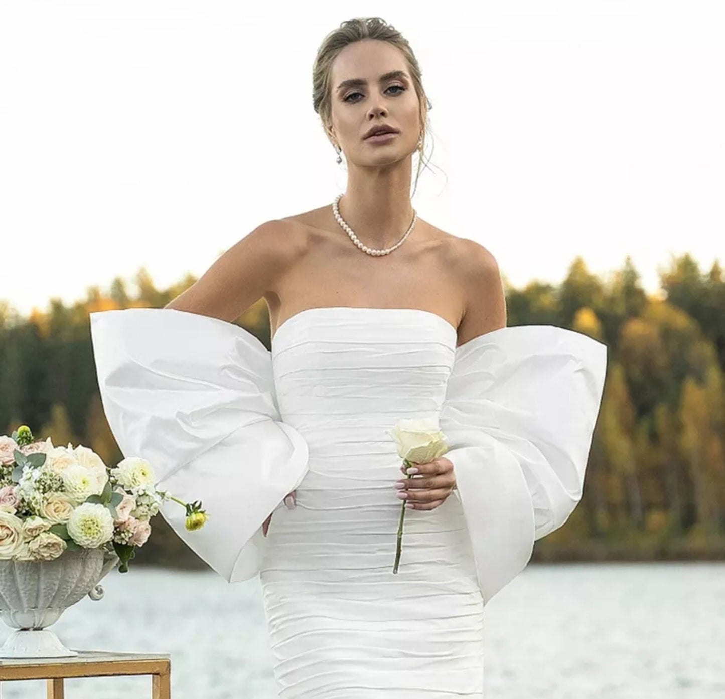Detached Taffeta Big Bow Sleeve