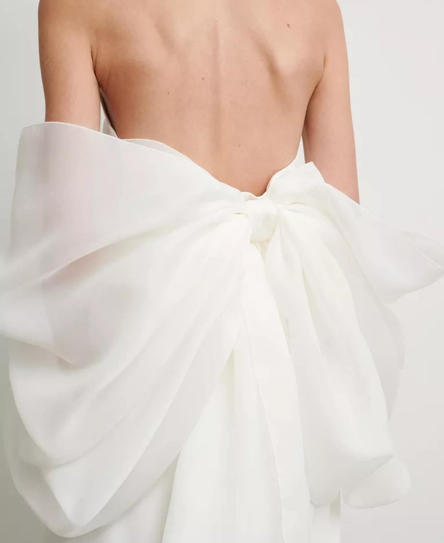 Draped Organza Big Bow Detached Sleeve With Bow Train