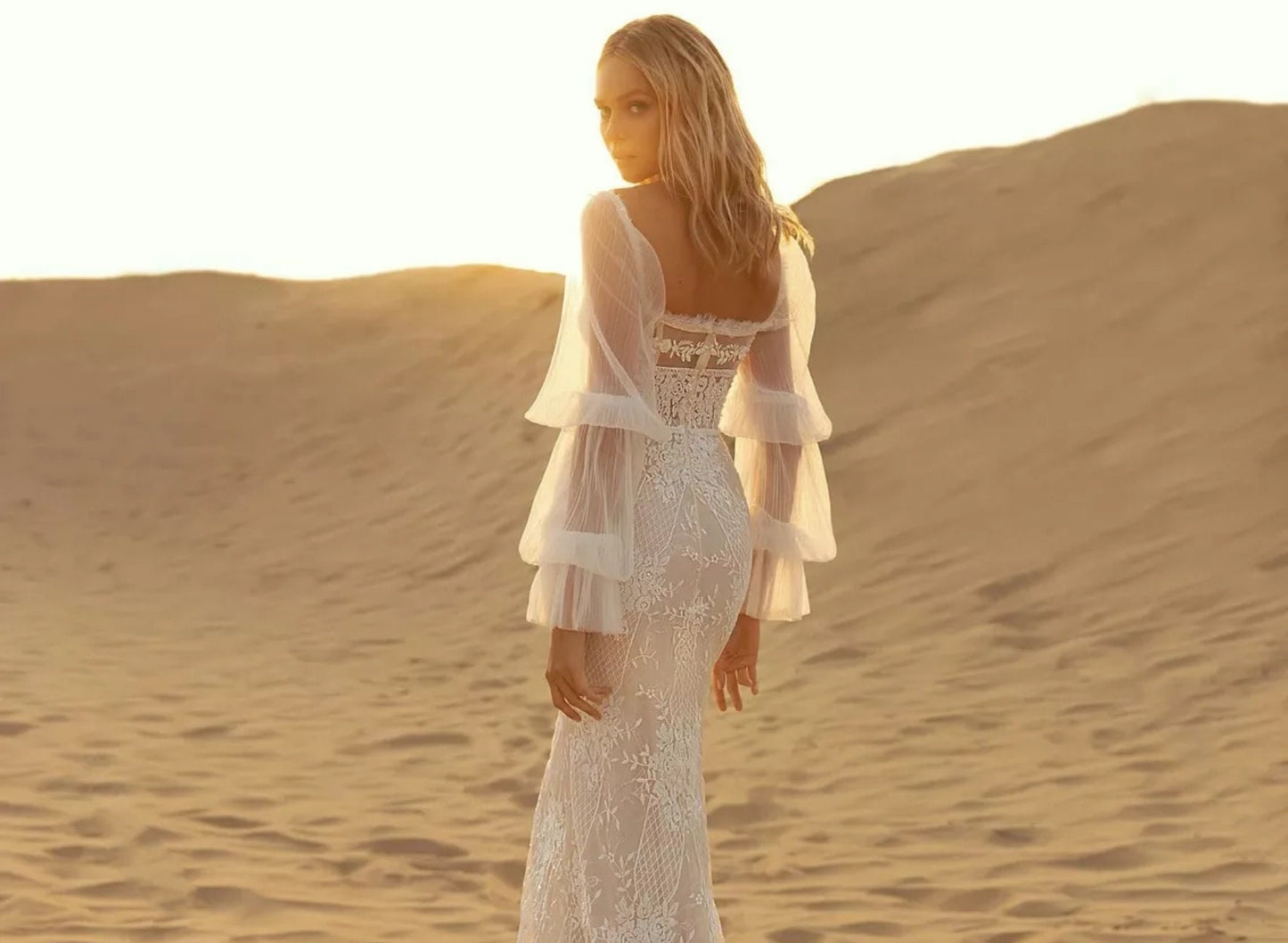 Detached Tiered Full Plisse Tulle Sleeves