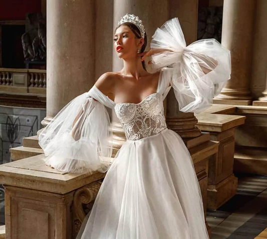 Exaggerated Detached Tulle Balloon Sleeves