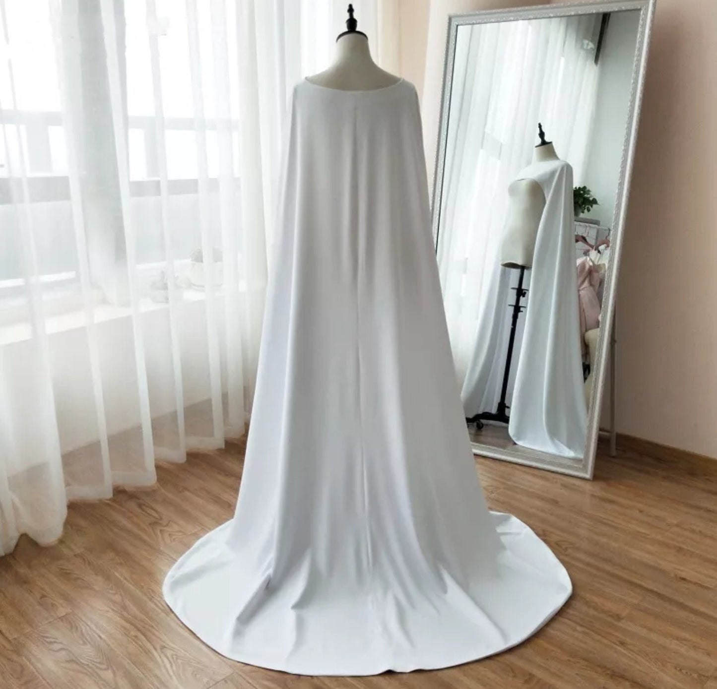 Soft Satin Bridal Cape Shawl