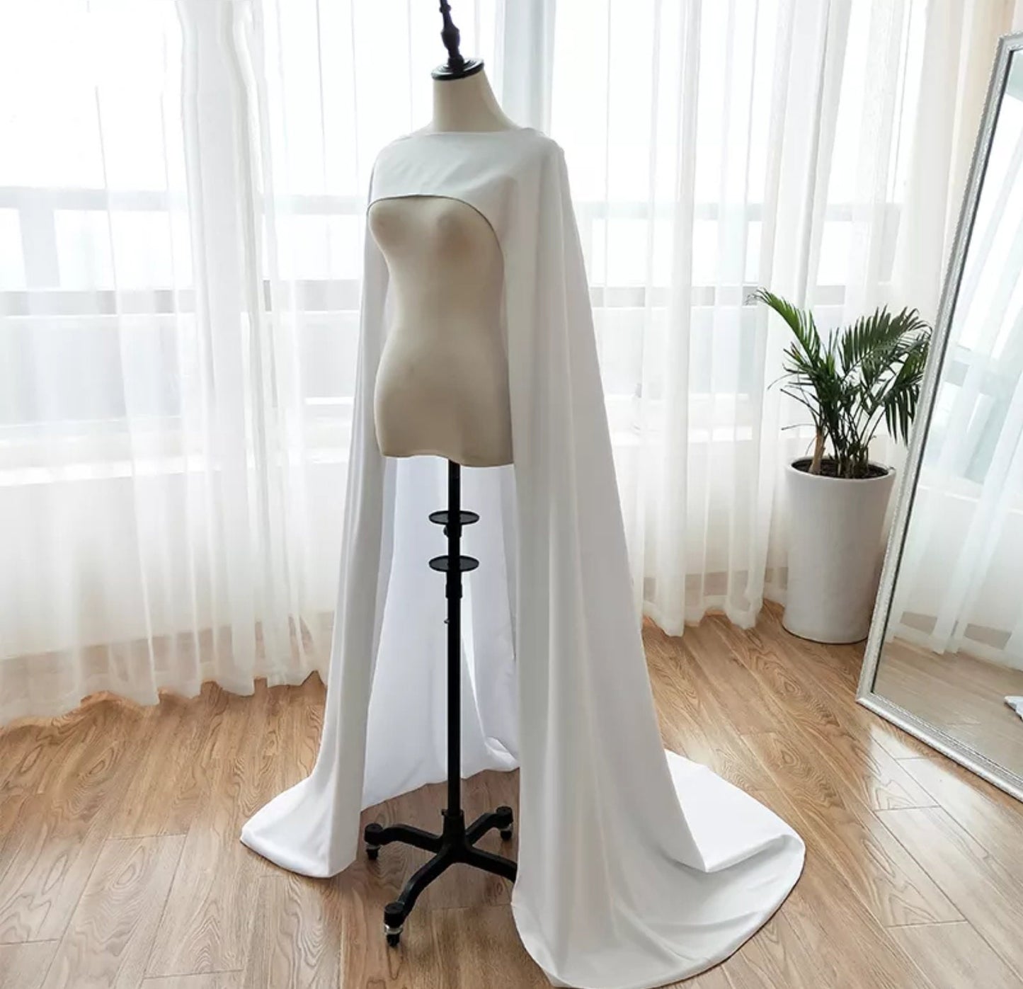Soft Satin Bridal Cape Shawl