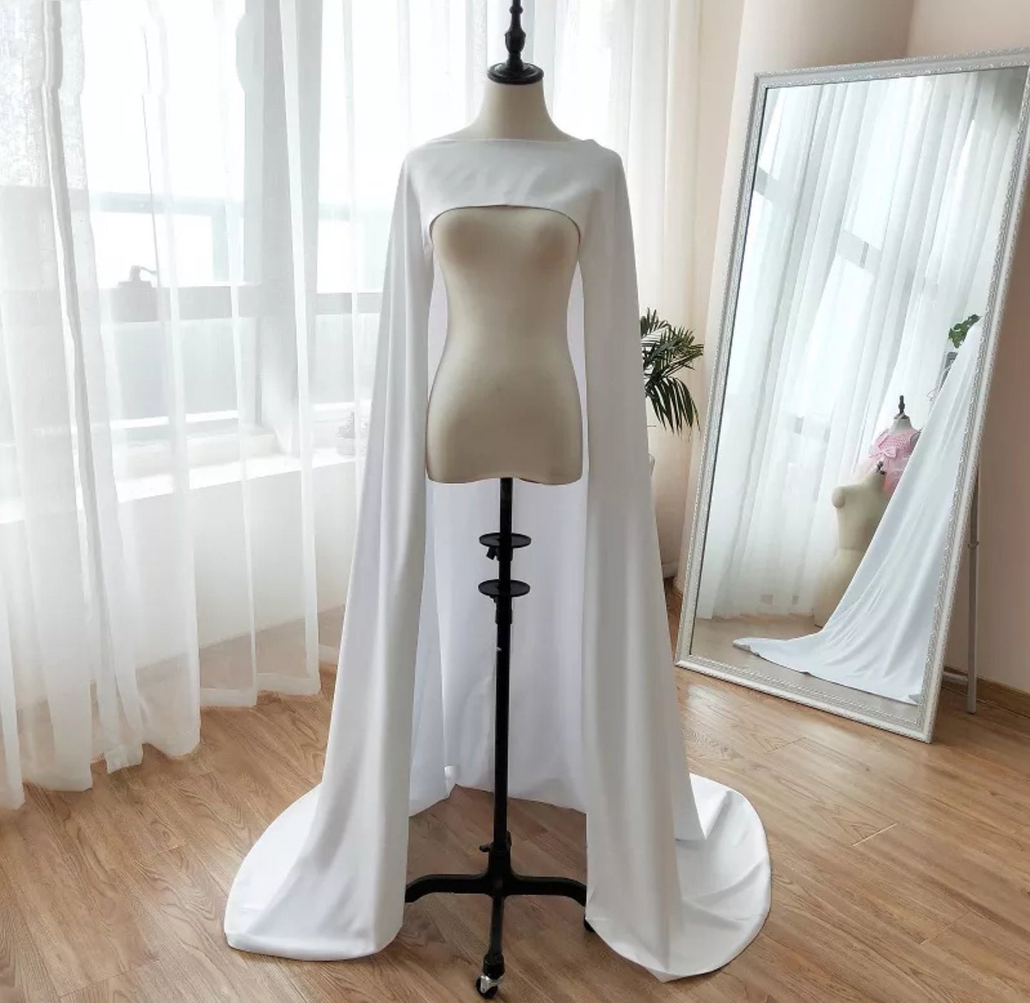 Soft Satin Bridal Cape Shawl