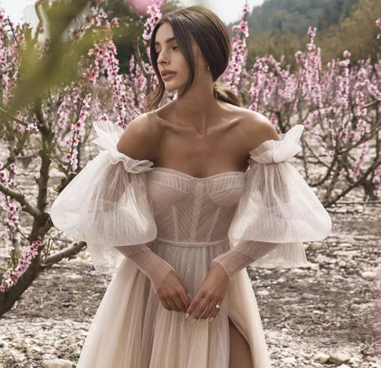 Detached Full Dramatic Glitter Sparkle Plisse Tulle Sleeves