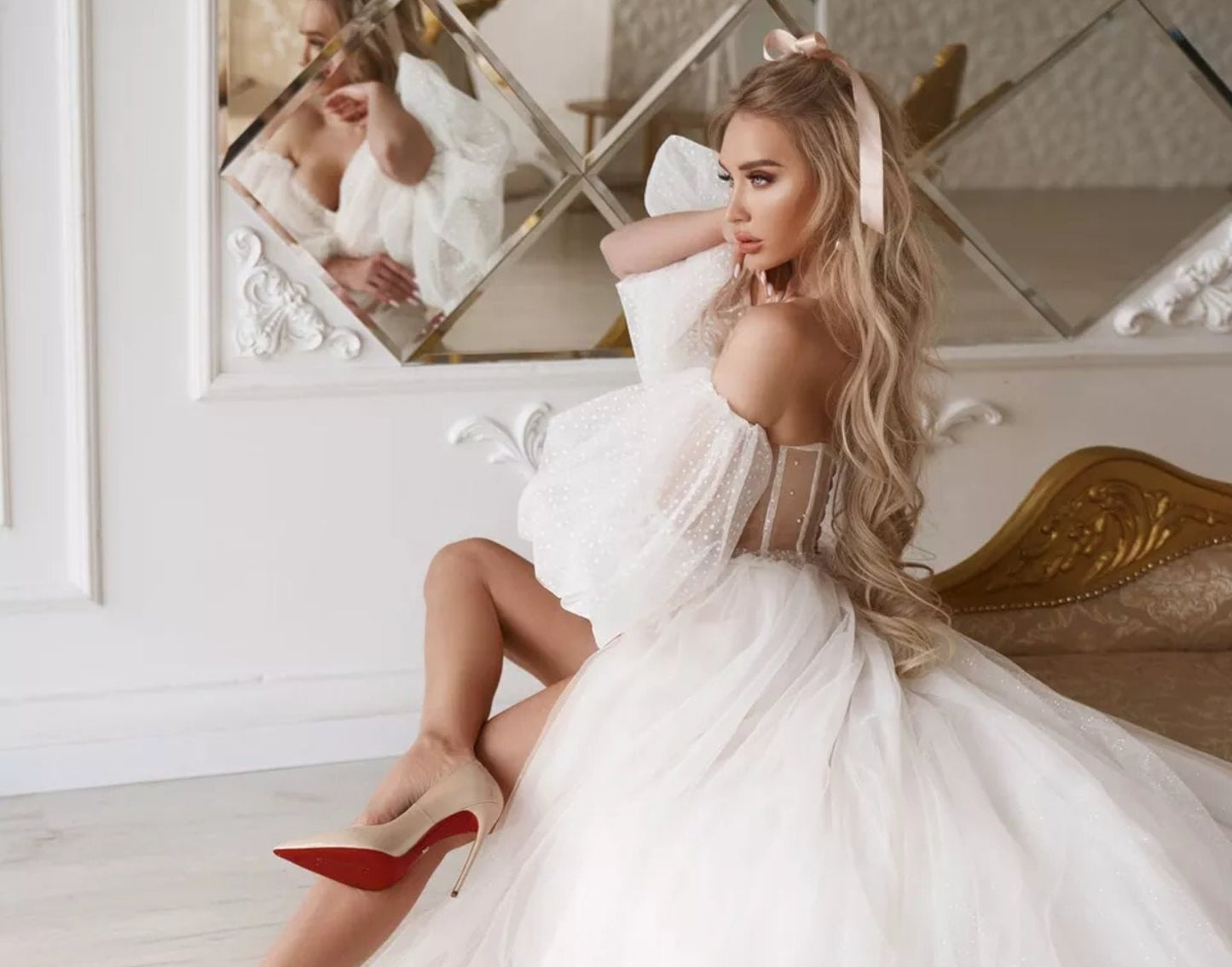 Detached Dotted Tulle Puff Sleeves