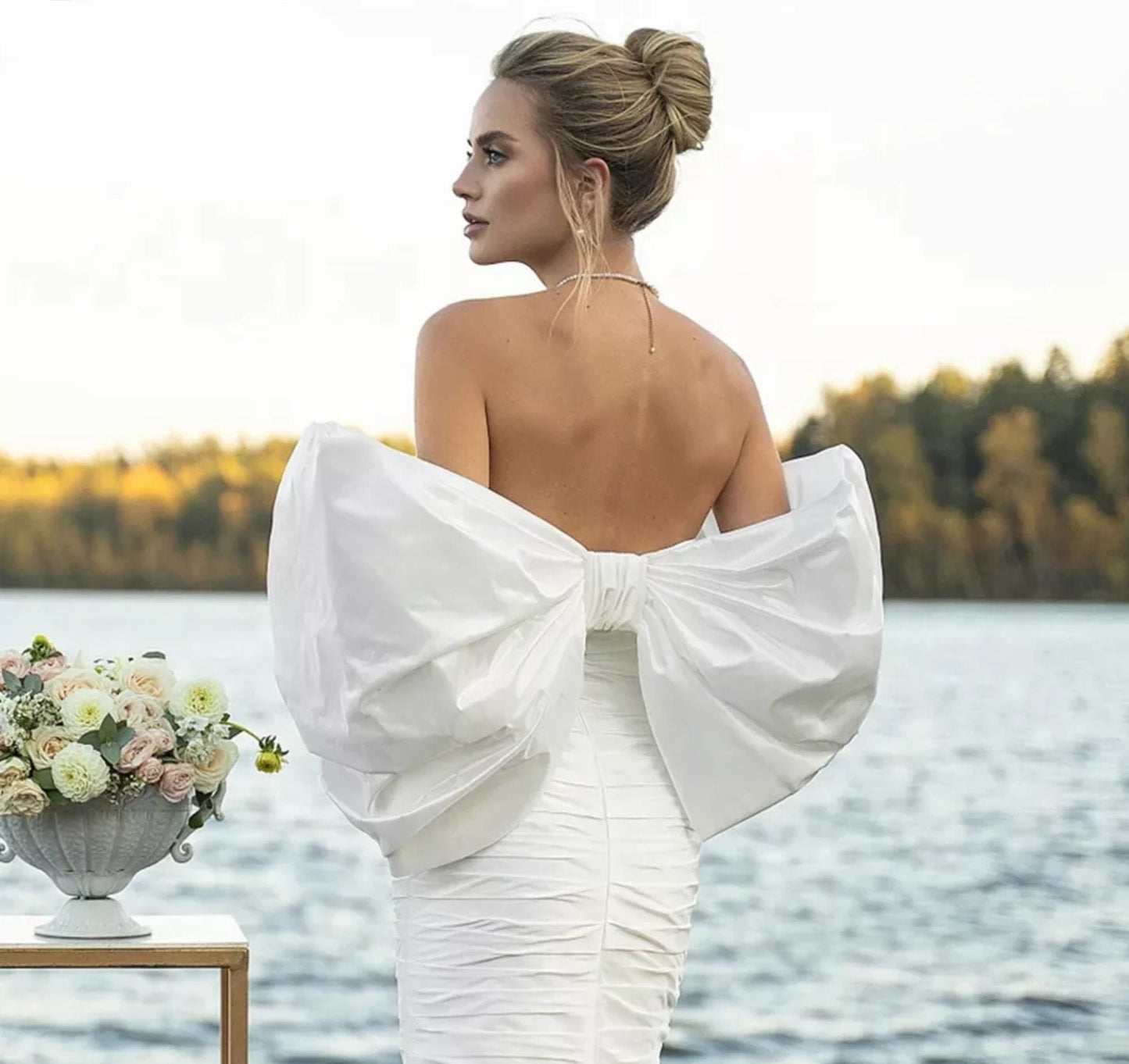 Detached Taffeta Big Bow Sleeve