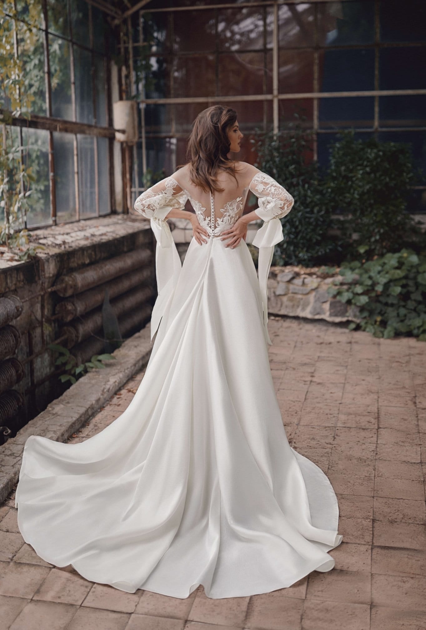 Satin Floral Off The Shoulder Illusion A-Line Gown