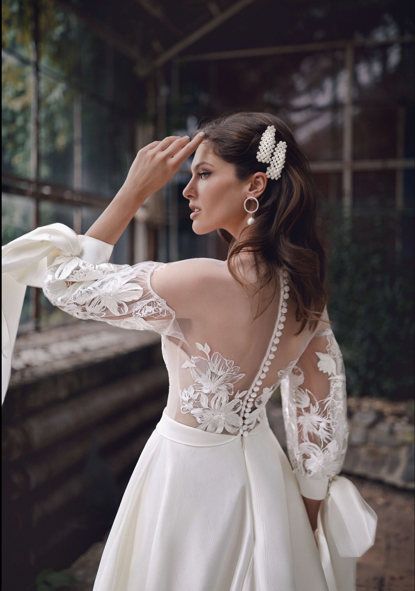 Satin Floral Off The Shoulder Illusion A-Line Gown