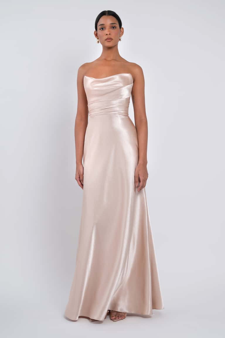Timeless And Elegant Bridesmaid Dress With Beautifully Draped Corset Bodice And A Flattering Fit And Flare Bias Cut Skirt