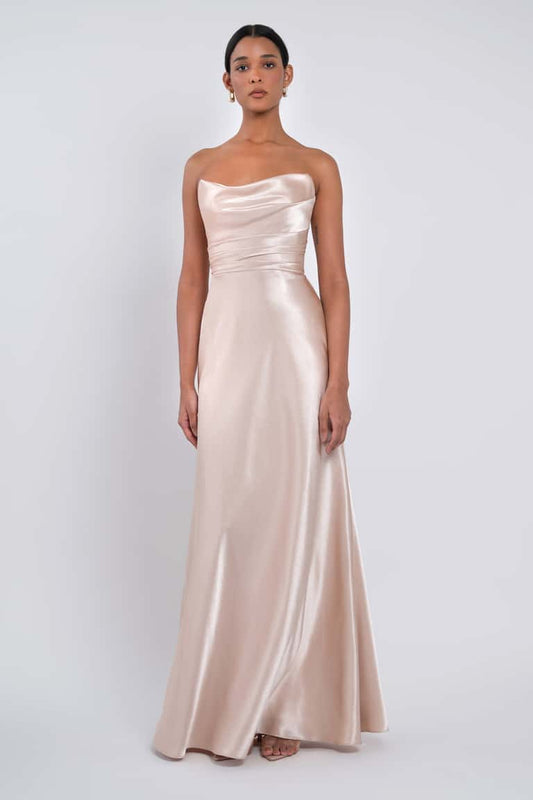Timeless And Elegant Bridesmaid Dress With Beautifully Draped Corset Bodice And A Flattering Fit And Flare Bias Cut Skirt