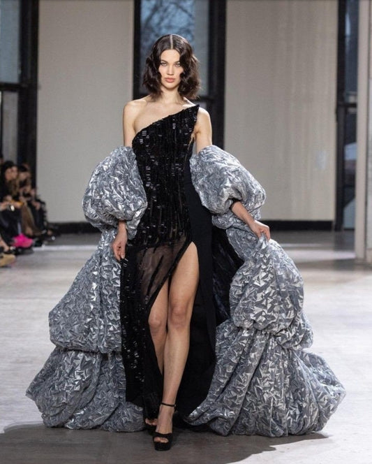 Textured Layered Puff Short Sleeve Dramatic Special Occasion Event Cape Jacket