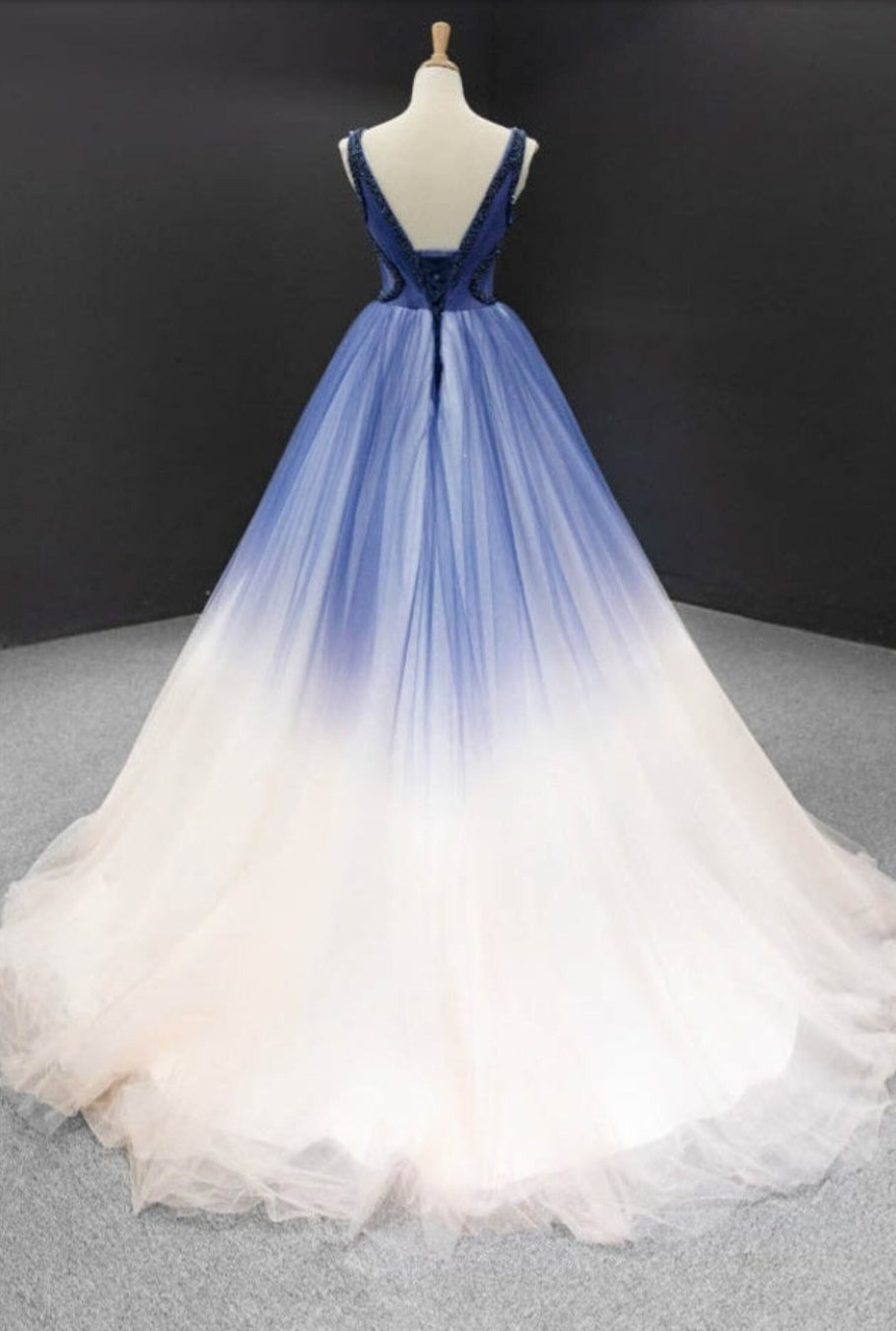 Pleated Tulle And Ruffles Beaded Sequin V Neck Gown