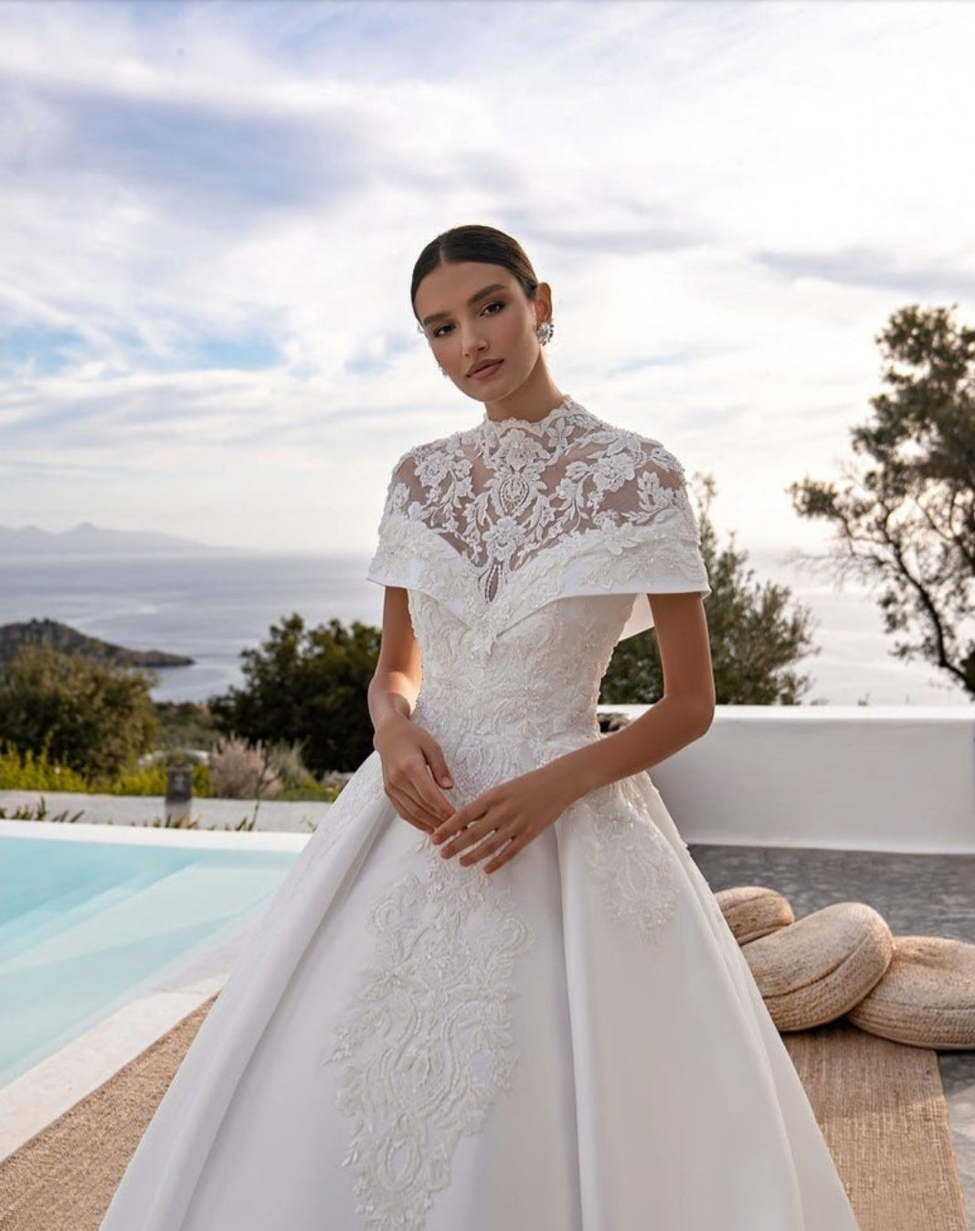 Off The Shoulder Victorian Appliqué Elegance Gown With Detached Beaded Lace & Sequin Over Bolero