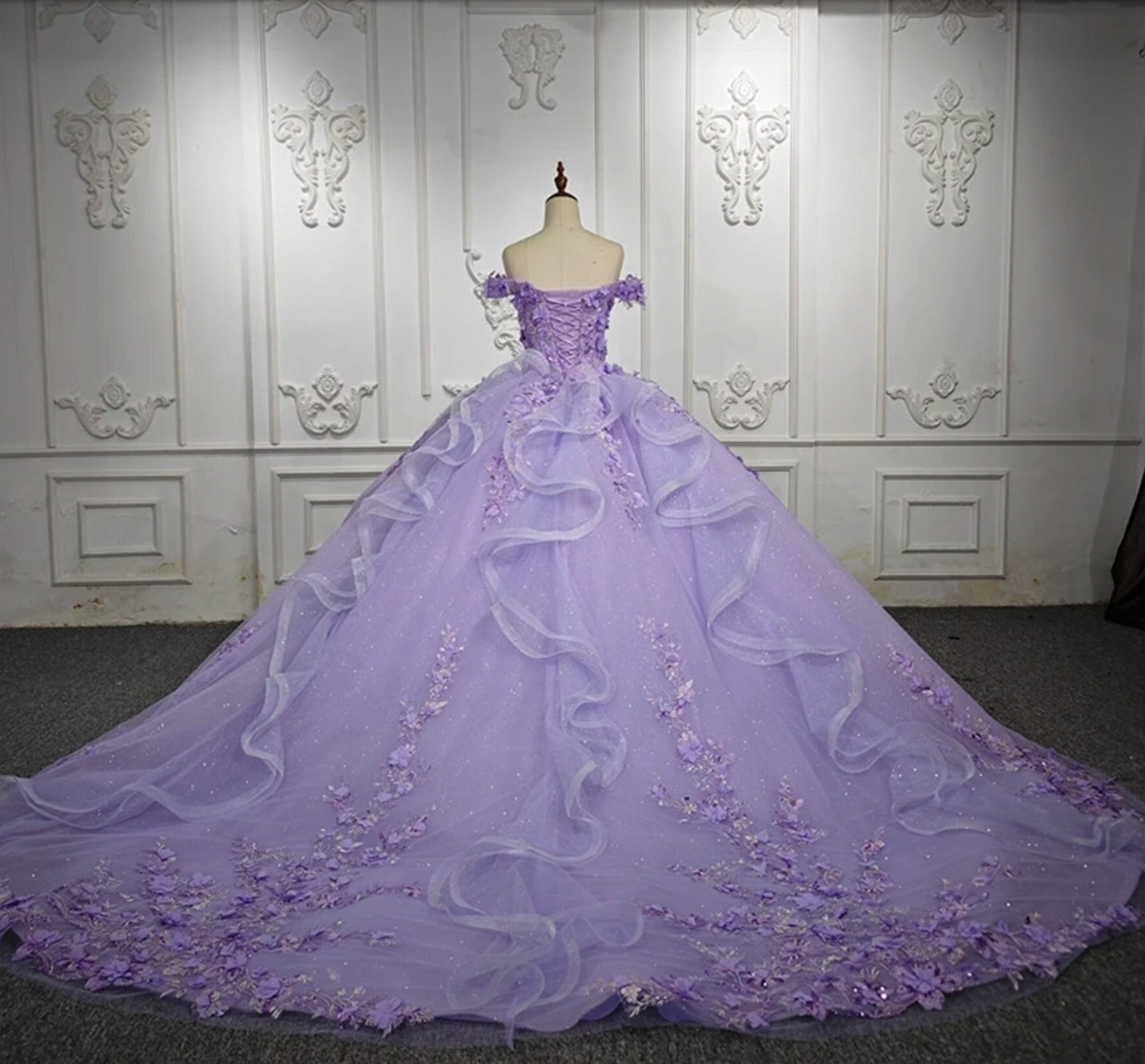 Shimmering Purple 3D Floral Appliqué Sweetheart Off The Shoulder Quinceañera, Bat Mitzvah, Special Occasion, Sweet 16, Pageant Event Gown