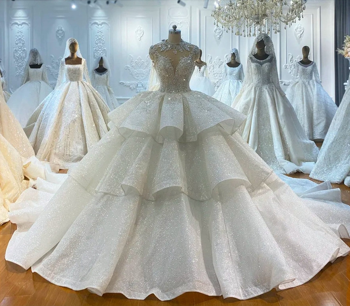 Princess Cinderella Beautifully Beaded Sweetheart Neckline Lace Wedding Ball Gown