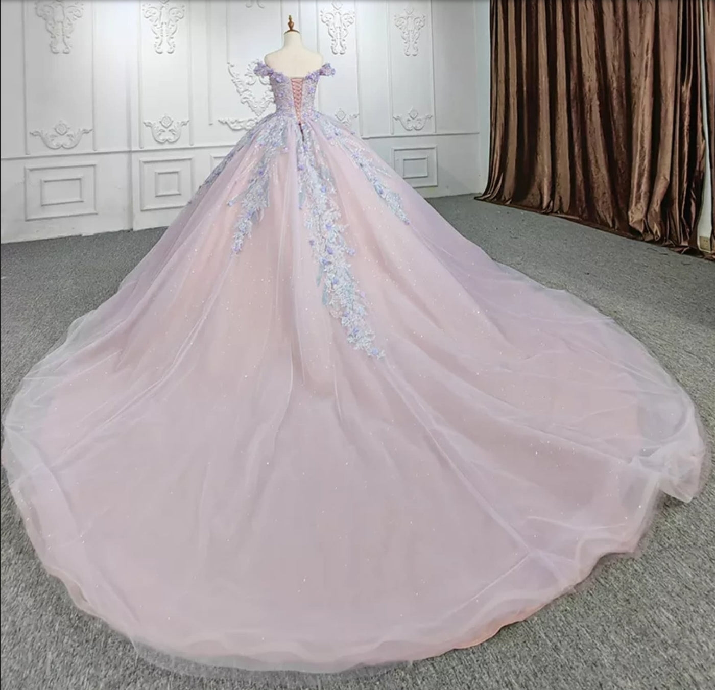 Sweetheart Off The Shoulder Beaded Floral Appliqué Quinceañera Ball Gown