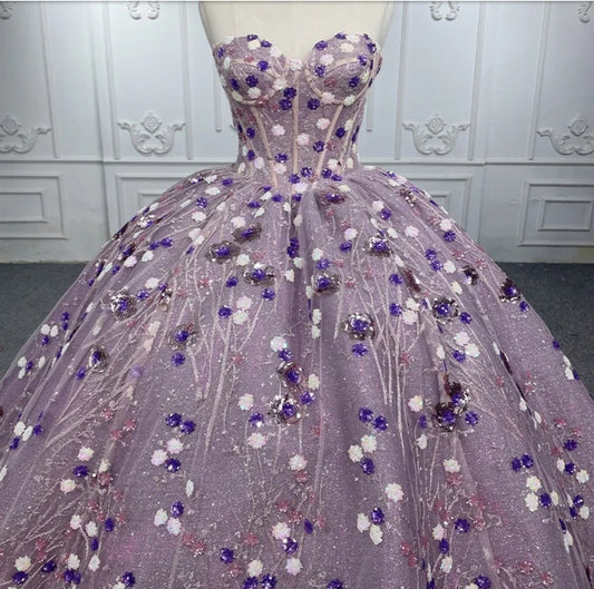 Sleeveless Shades Of Purple Sweetheart Sequinned Quinceañera Sweet Sixteen Special Occasion Pageant Ball Gown