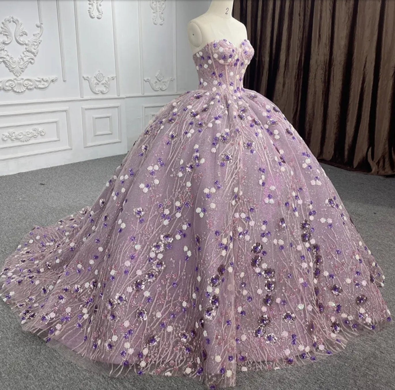 Sleeveless Shades Of Purple Sweetheart Sequinned Quinceañera Sweet Sixteen Special Occasion Pageant Ball Gown