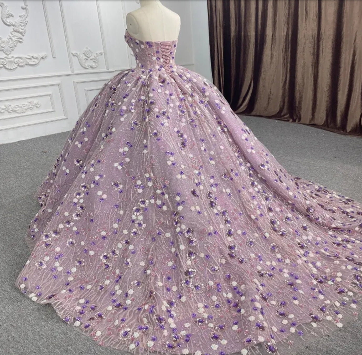 Sleeveless Shades Of Purple Sweetheart Sequinned Quinceañera Sweet Sixteen Special Occasion Pageant Ball Gown