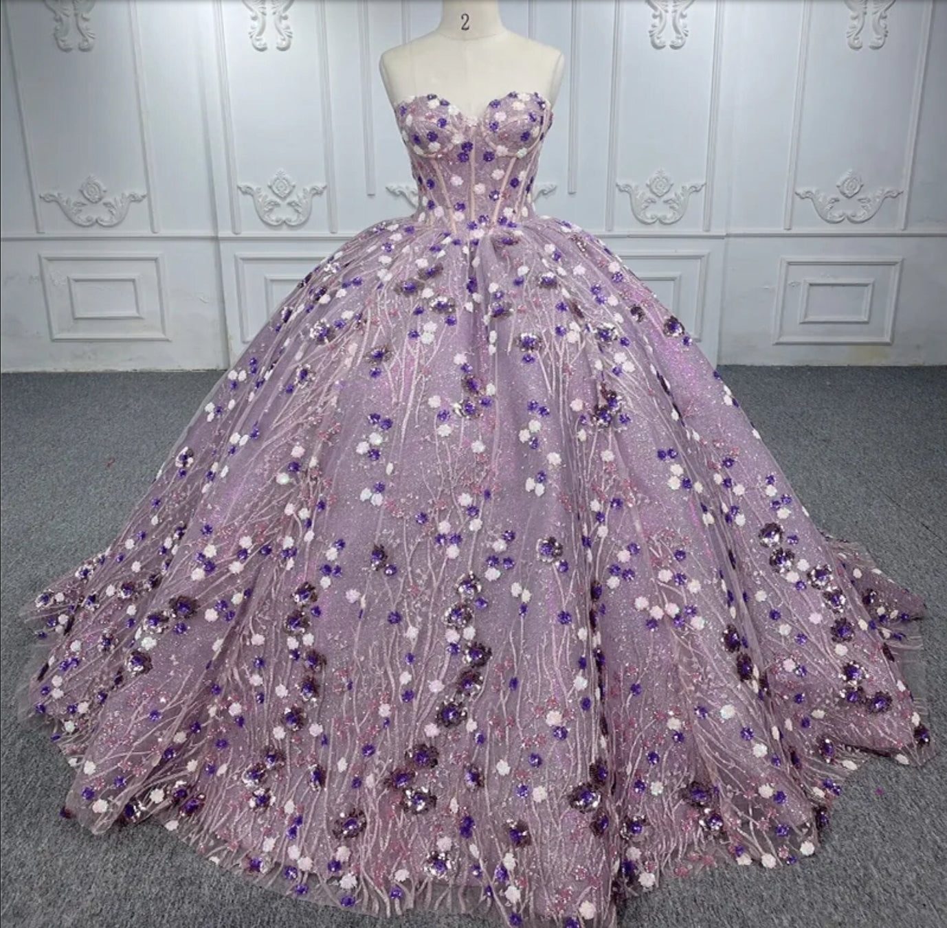 Sleeveless Shades Of Purple Sweetheart Sequinned Quinceañera Sweet Sixteen Special Occasion Pageant Ball Gown