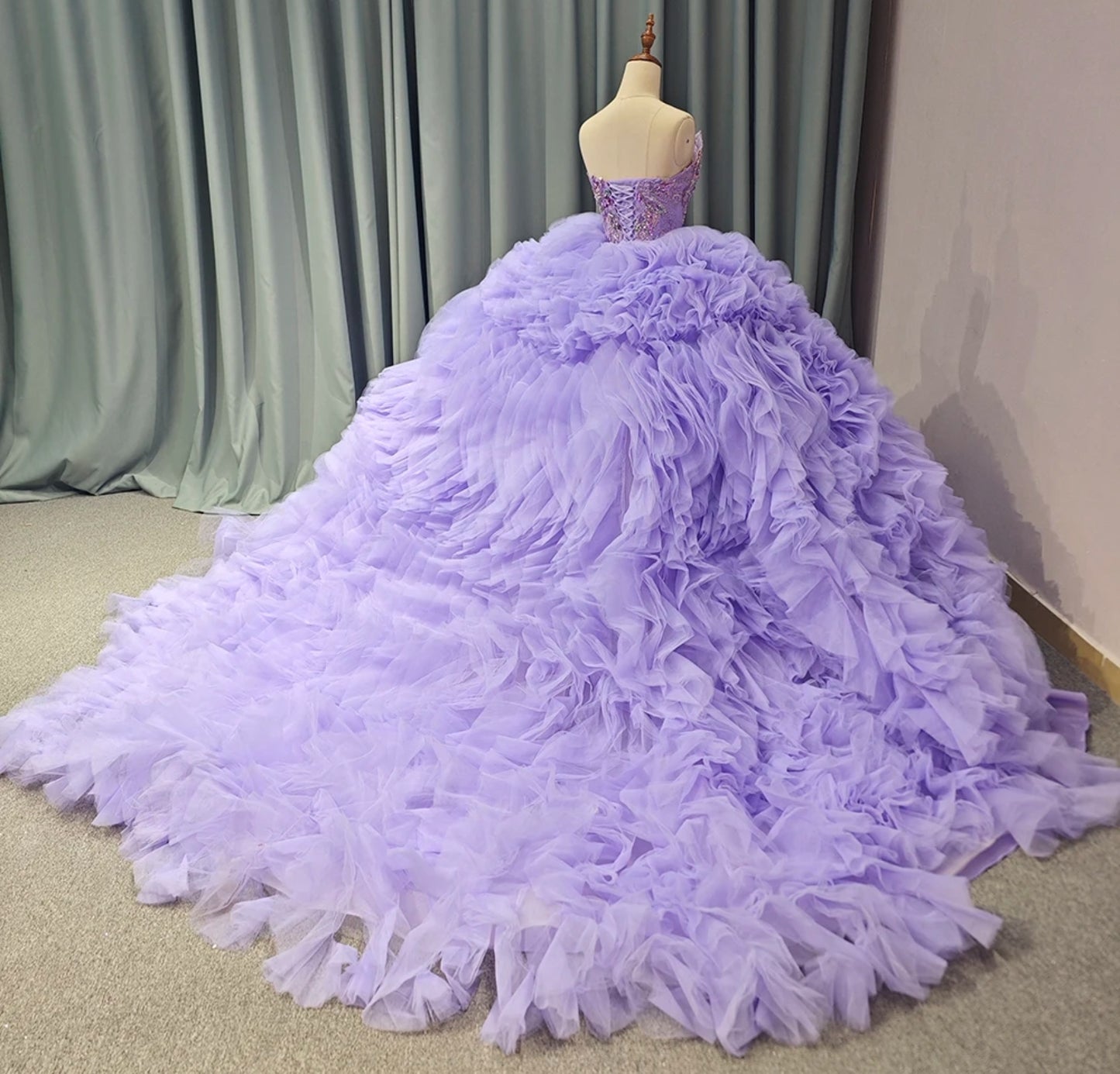 Purple Strapless 2024 Sequin & Beaded Irregular Neckline Layered Frill Quinceañera, Special Occasion, Pageant, Sweet Sixteen, Bat Mitzvah, Gala Gown