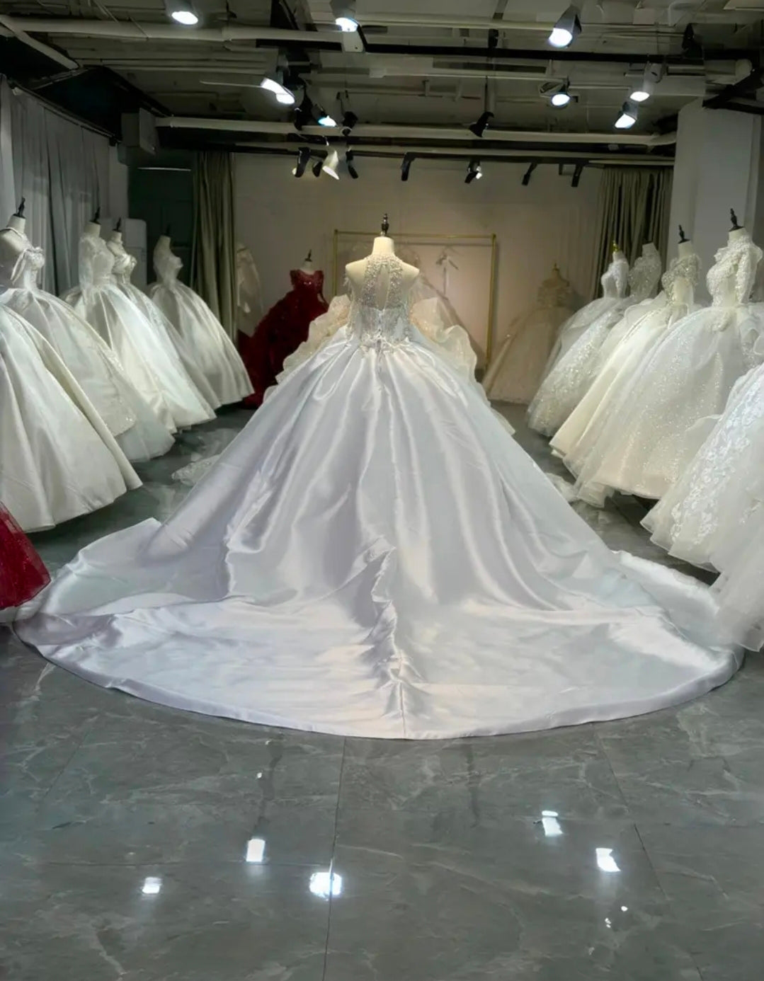 2026 Beautiful Halter Neck Multi Beaded Scattered Embellished A-Line Bridal Gown