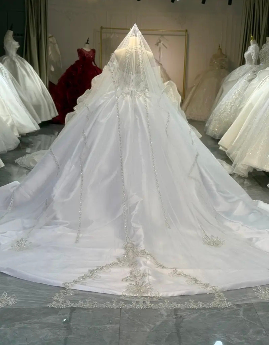 2026 Beautiful Halter Neck Multi Beaded Scattered Embellished A-Line Bridal Gown