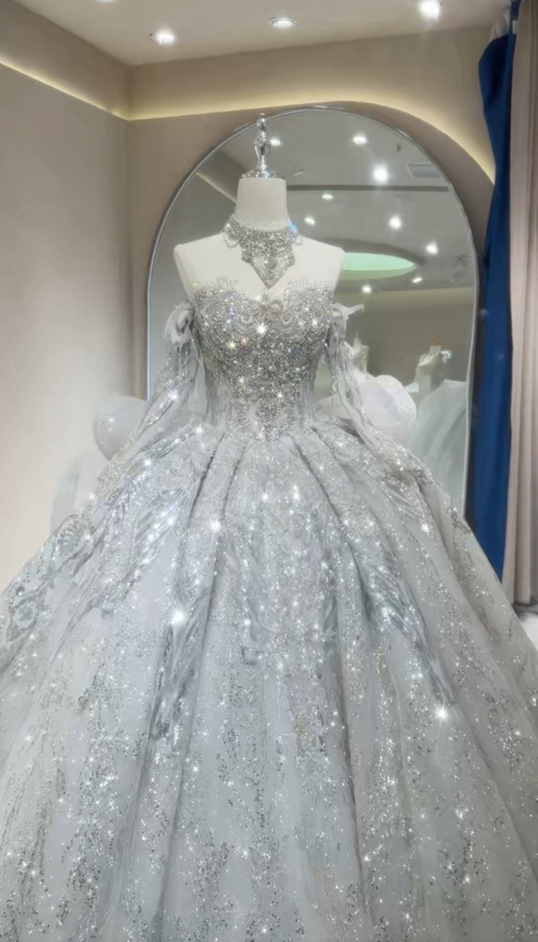 2026 Stunning Princess Sweetheart Off The Shoulder Organza Multi Beaded Laced Up Enclosure Bridal Gown With Detached Collar Choker