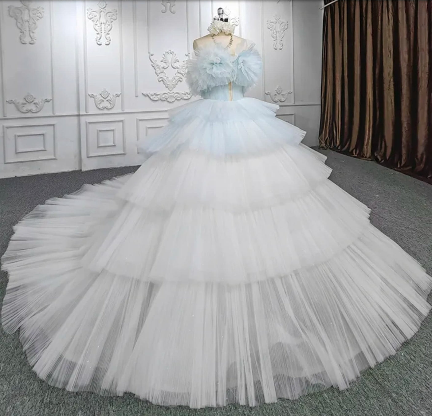 2023 Layered Tulle Multi Color A-Line Frill Quinceañera Bat Mitzvah Special Occasion Sweet Sixteen Pageant Event Gala Gown