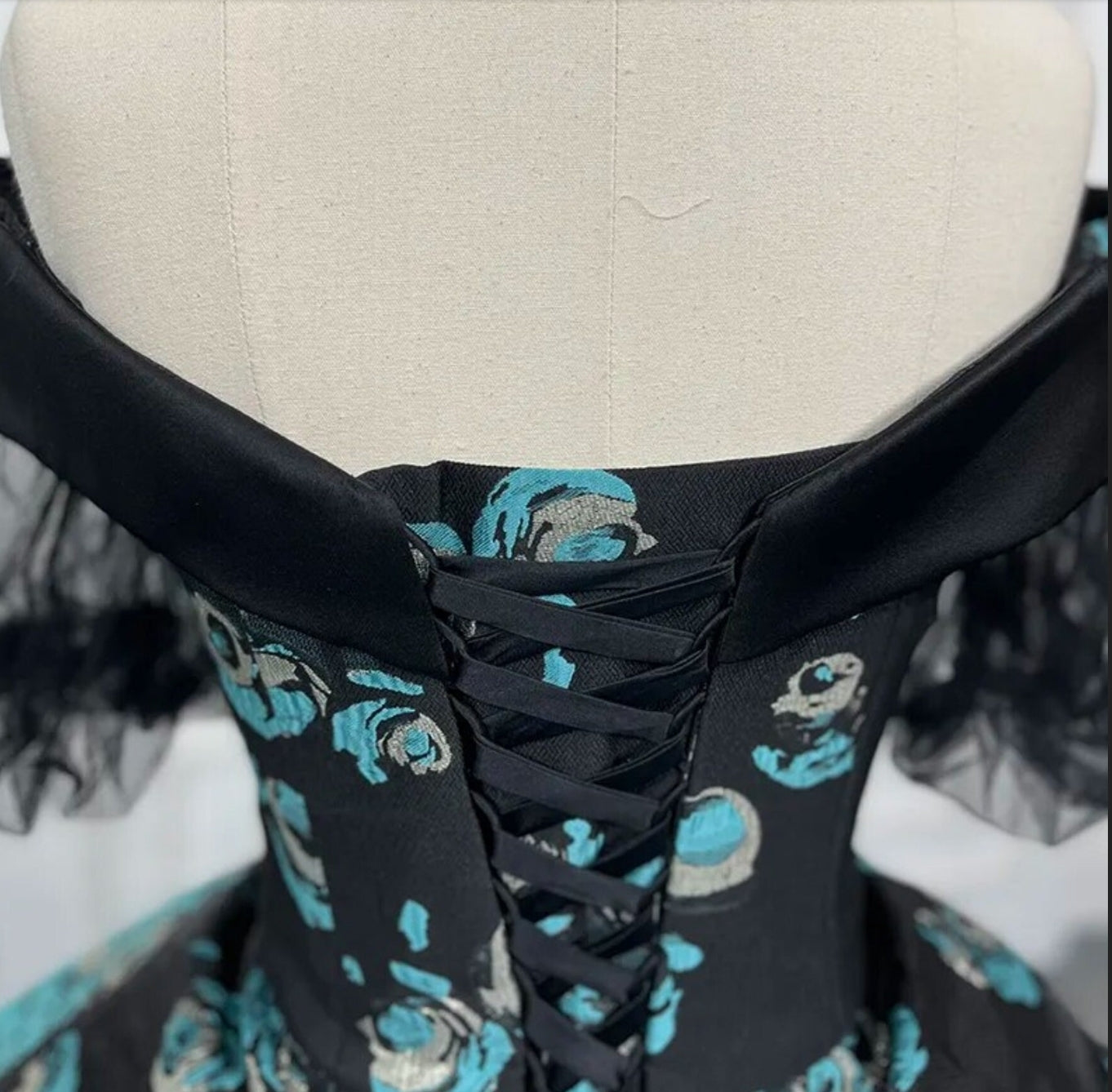 2023/2024 New Beautiful Black And Teal Blue Floral Sweetheart Off The Shoulder Short Sleeve Special Occasion Event Bat Mitzvah Ball Gown