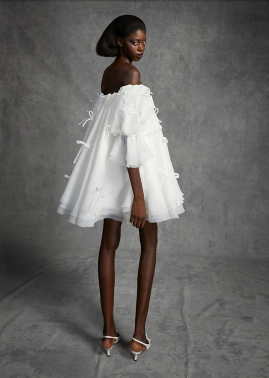 Above The Knee Deep V Floral Lilly Of The Valley Dress