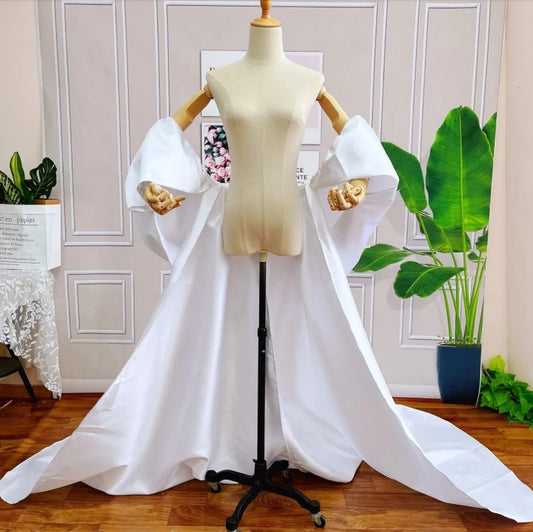 Back Draped Elegant Floor Length Satin Cape