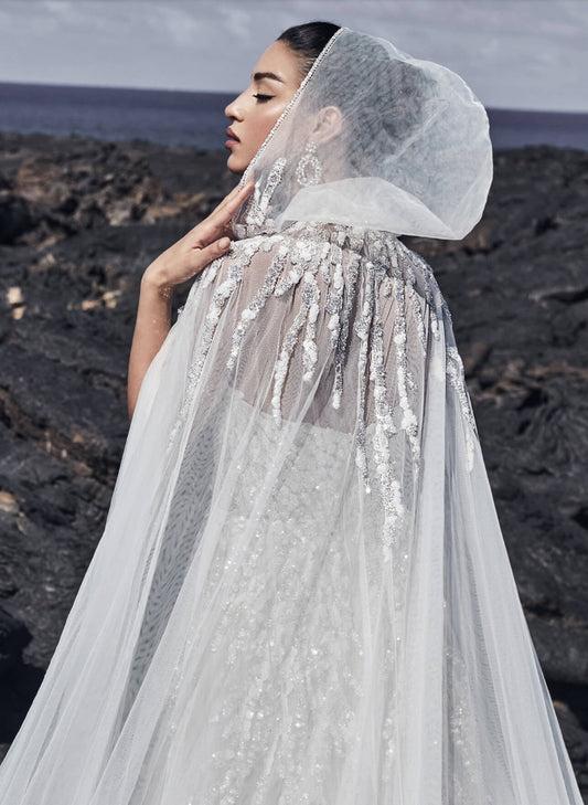 Beaded & Sequin Hooded Cape