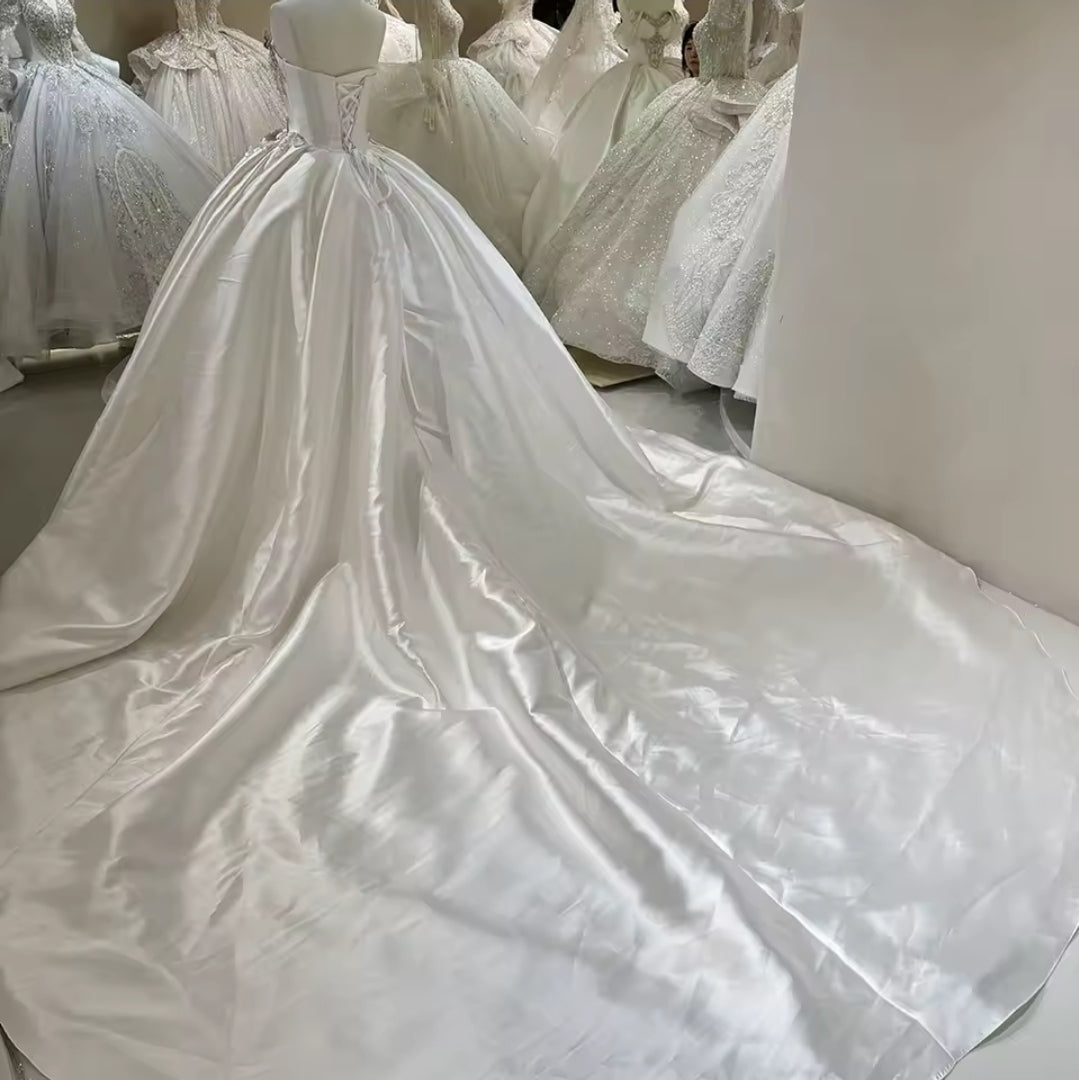 Exquisite Strapless Princess 3D Floral Faceted Multi Beaded Bridal Gown