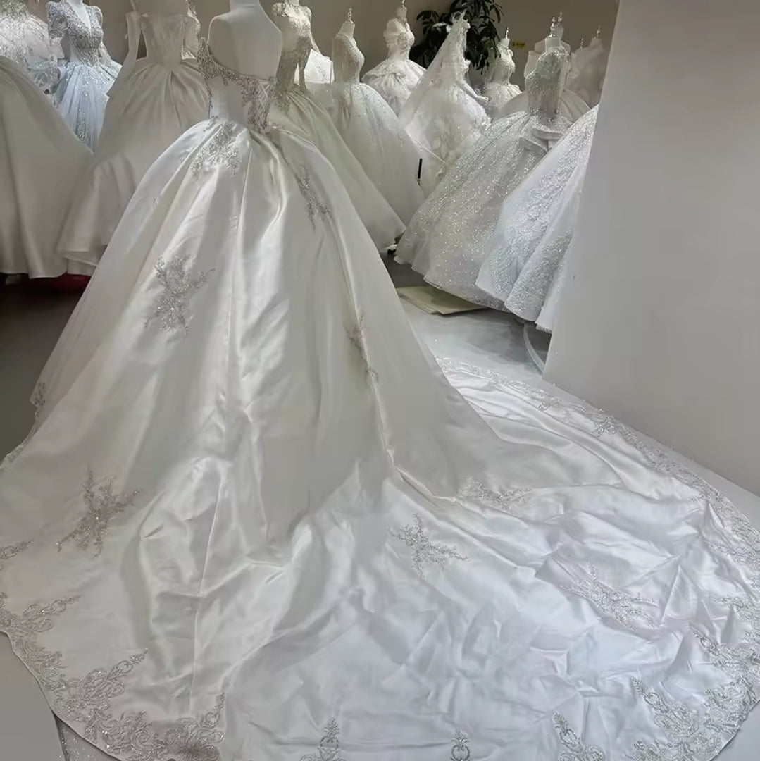 Stunning Multi Beaded And Sequin Scattered Strapless Bell Of The Ball Princess Bridal And Ceremonial Ball Gown