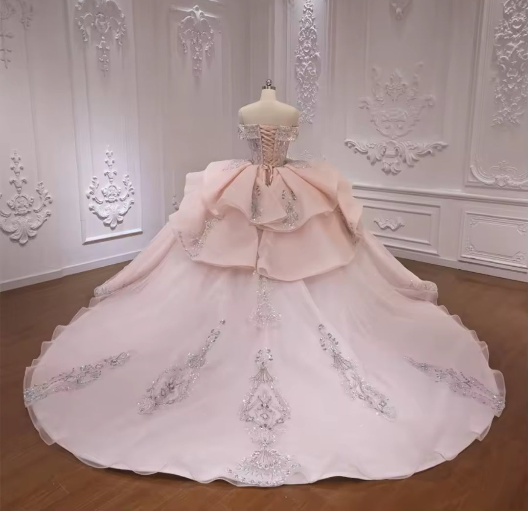 Off The Shoulder Pretty In Pink 2025 Quinceañera,  Bat Mitzvah,  Sweet 16, Special Occasion Sparkling Multi Beaded Princess Ball Gown