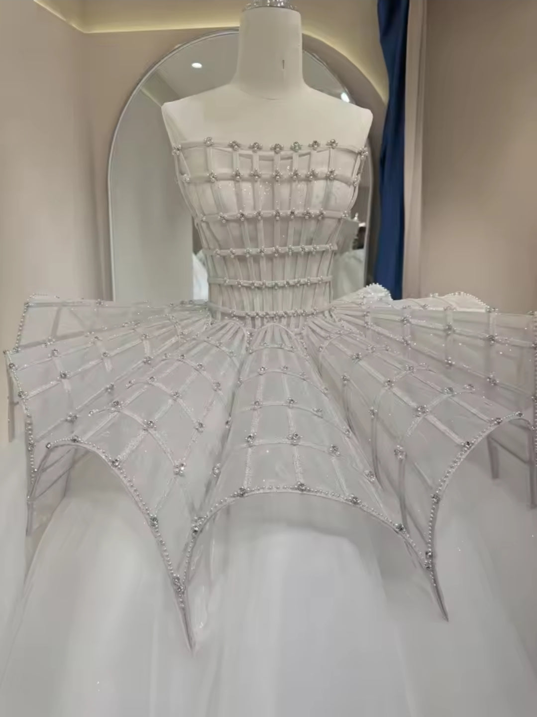 Gorgeous Strapless Multi Beaded Structured Corset Waistline 2025 Design Bridal And Ceremonial Gown