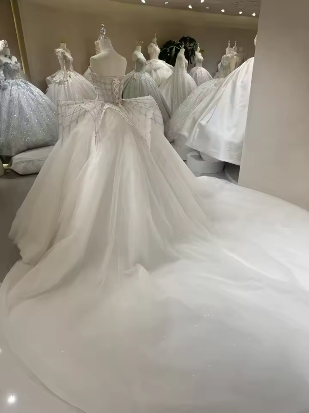 Gorgeous Strapless Multi Beaded Structured Corset Waistline 2025 Design Bridal And Ceremonial Gown