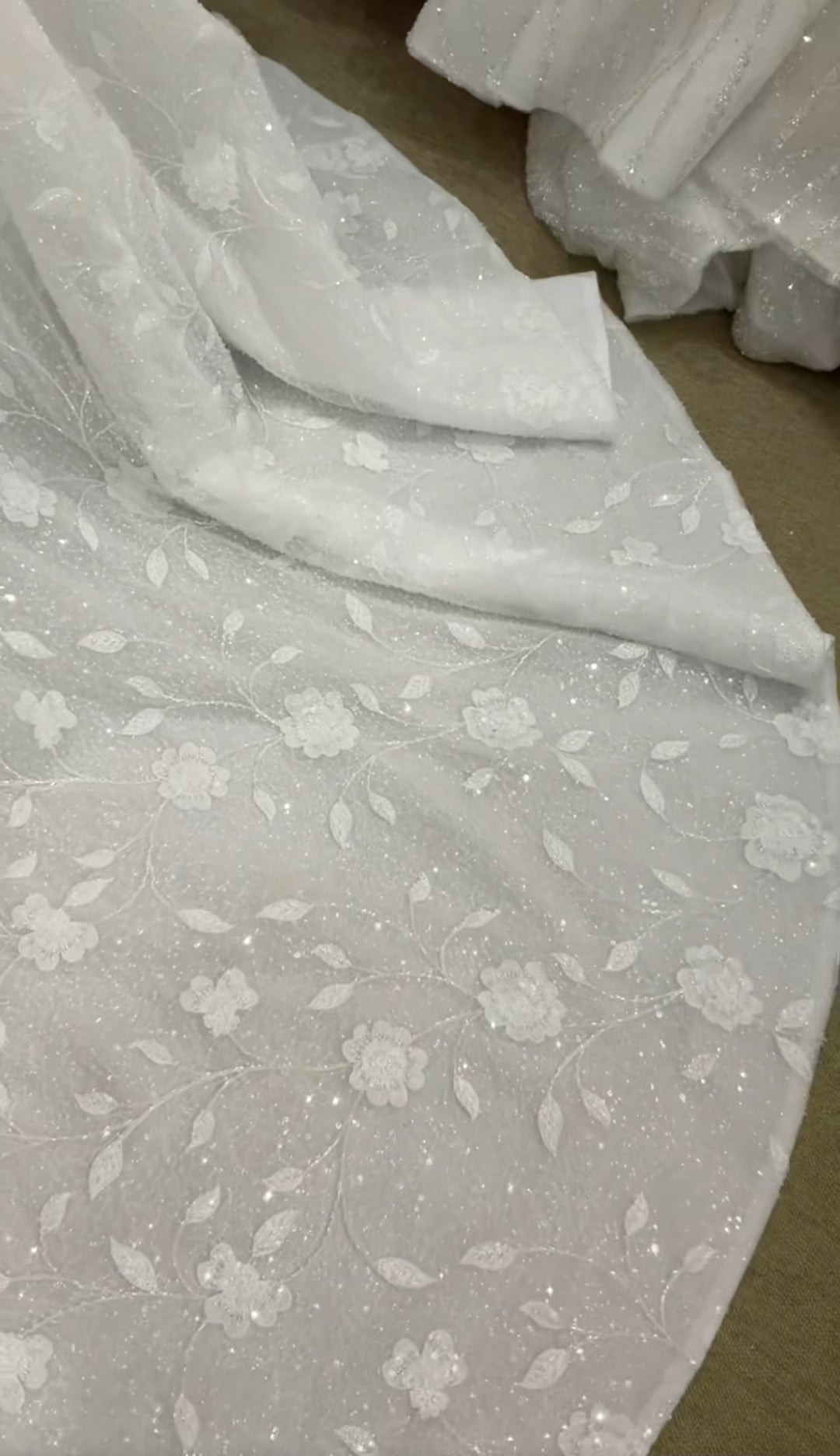 Sheer Floral And Beading Long Sleeve Square Neck Floral Lace Bridal Gown
