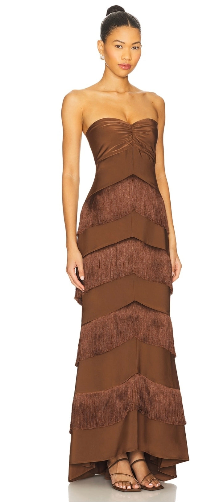 Strapless Sweetheart Fringe Maxi Bridesmaid/Maid Of Honor Dress