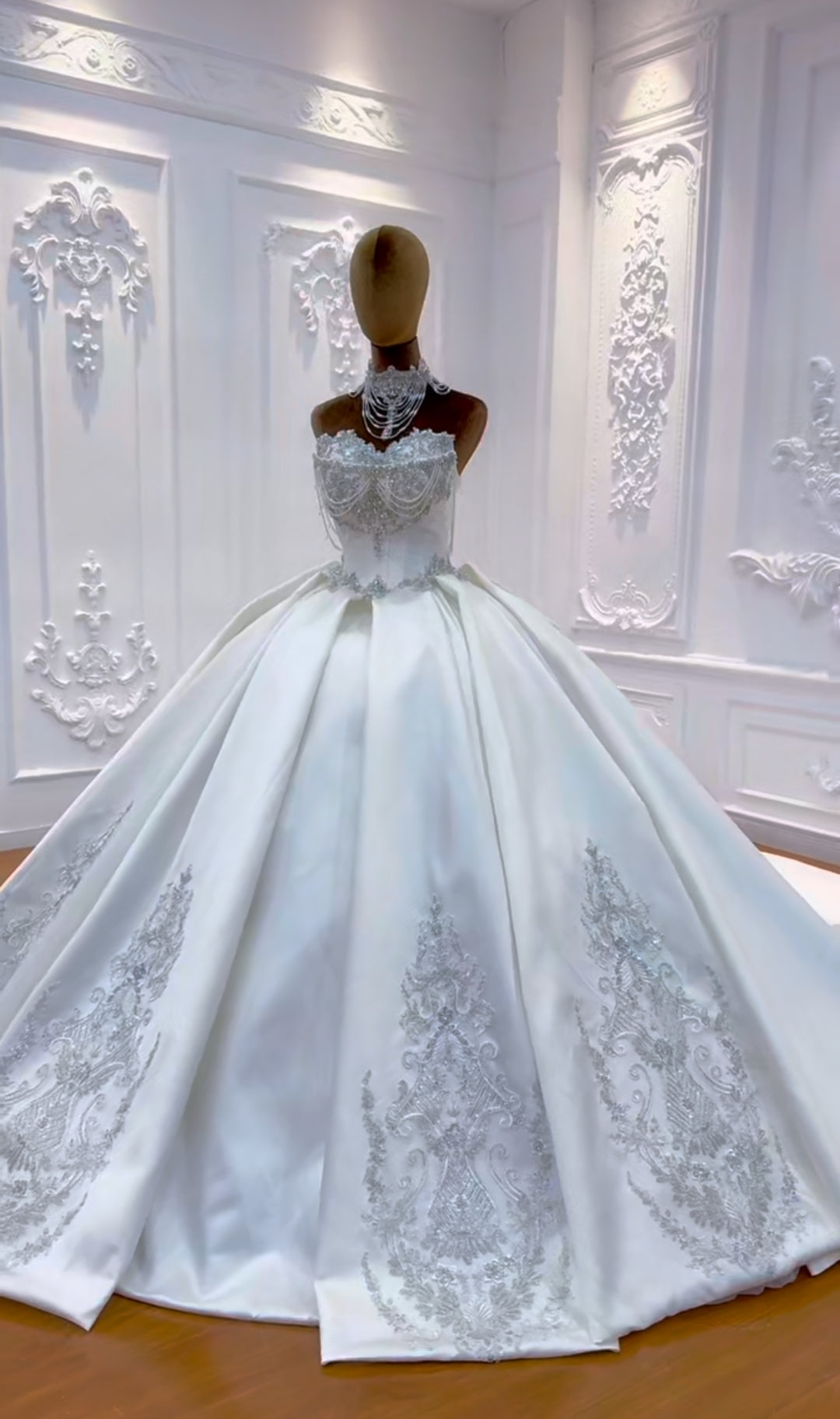 Stunning And Elegant Detached Off The Shoulder To Strapless Multi Beaded Sweetheart Corset Bridal Ball Gown With Included Detached Neck Piece
