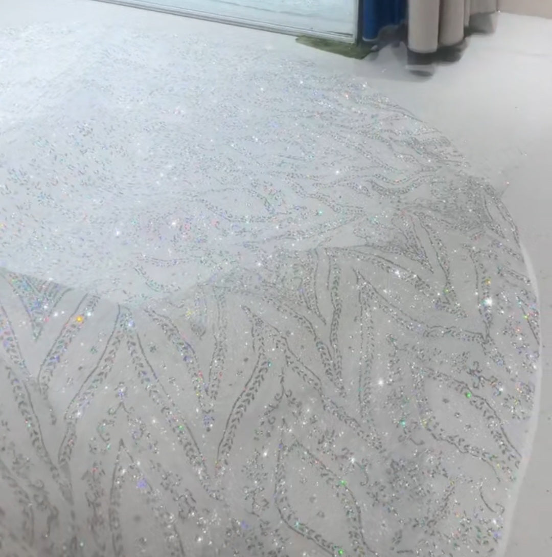 Stunning Princess Inspired Long Sleeve Multi Beaded Sparkling 2026 A-Line Wedding Dress