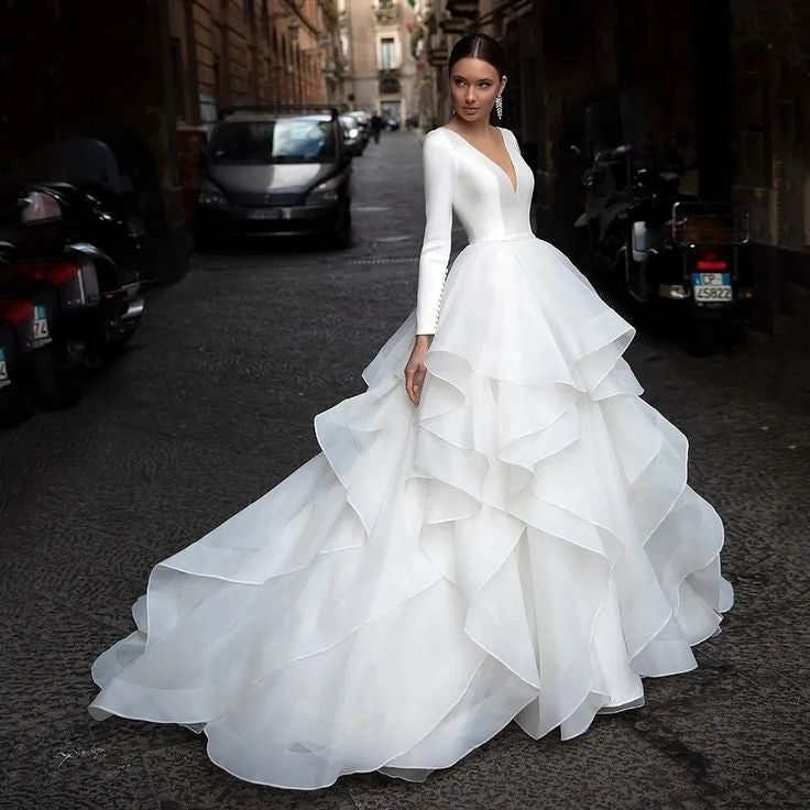 Tiered Ruffle Organza Wedding Gown