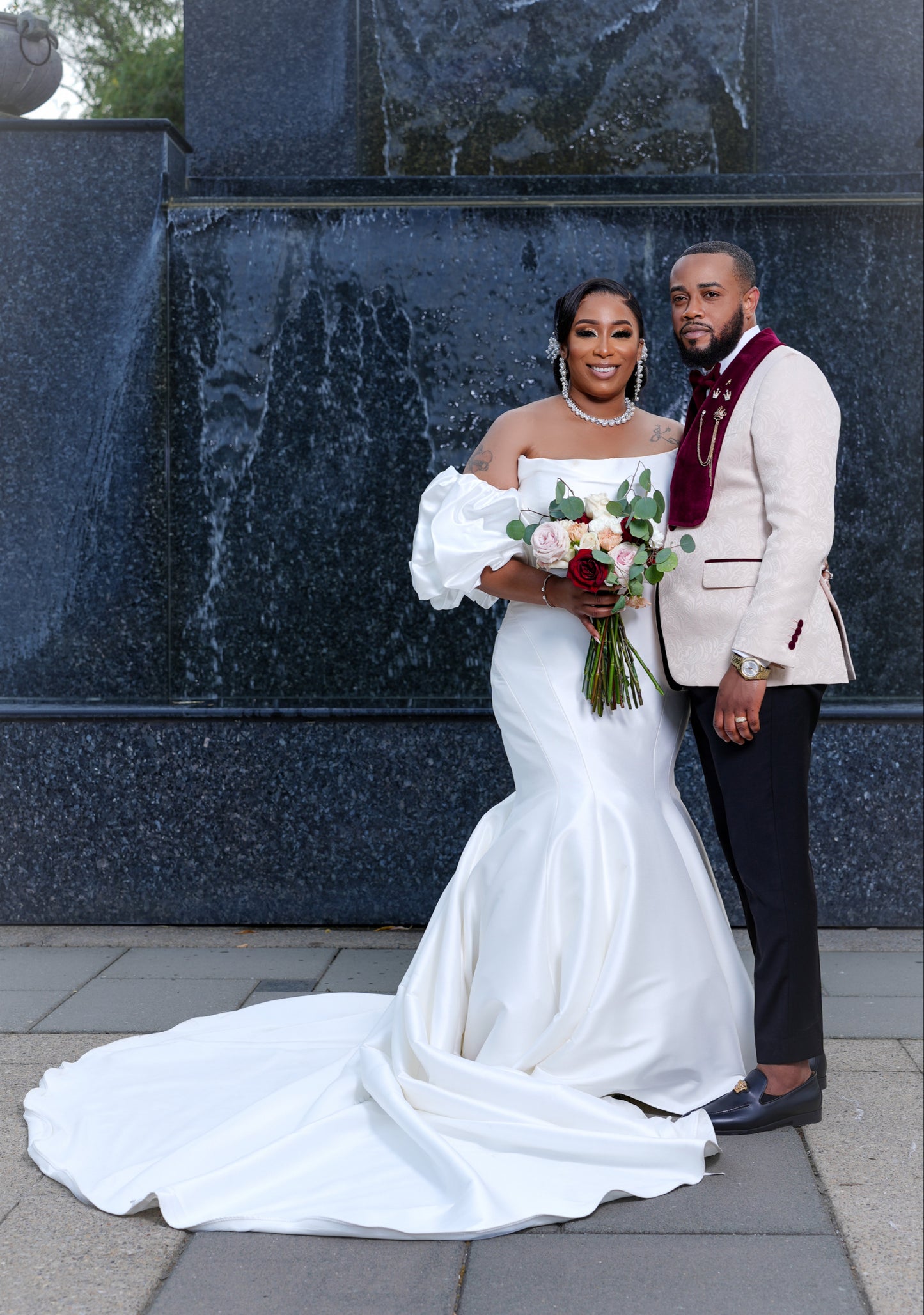 Detached Layered Short Puff Satin Sleeves