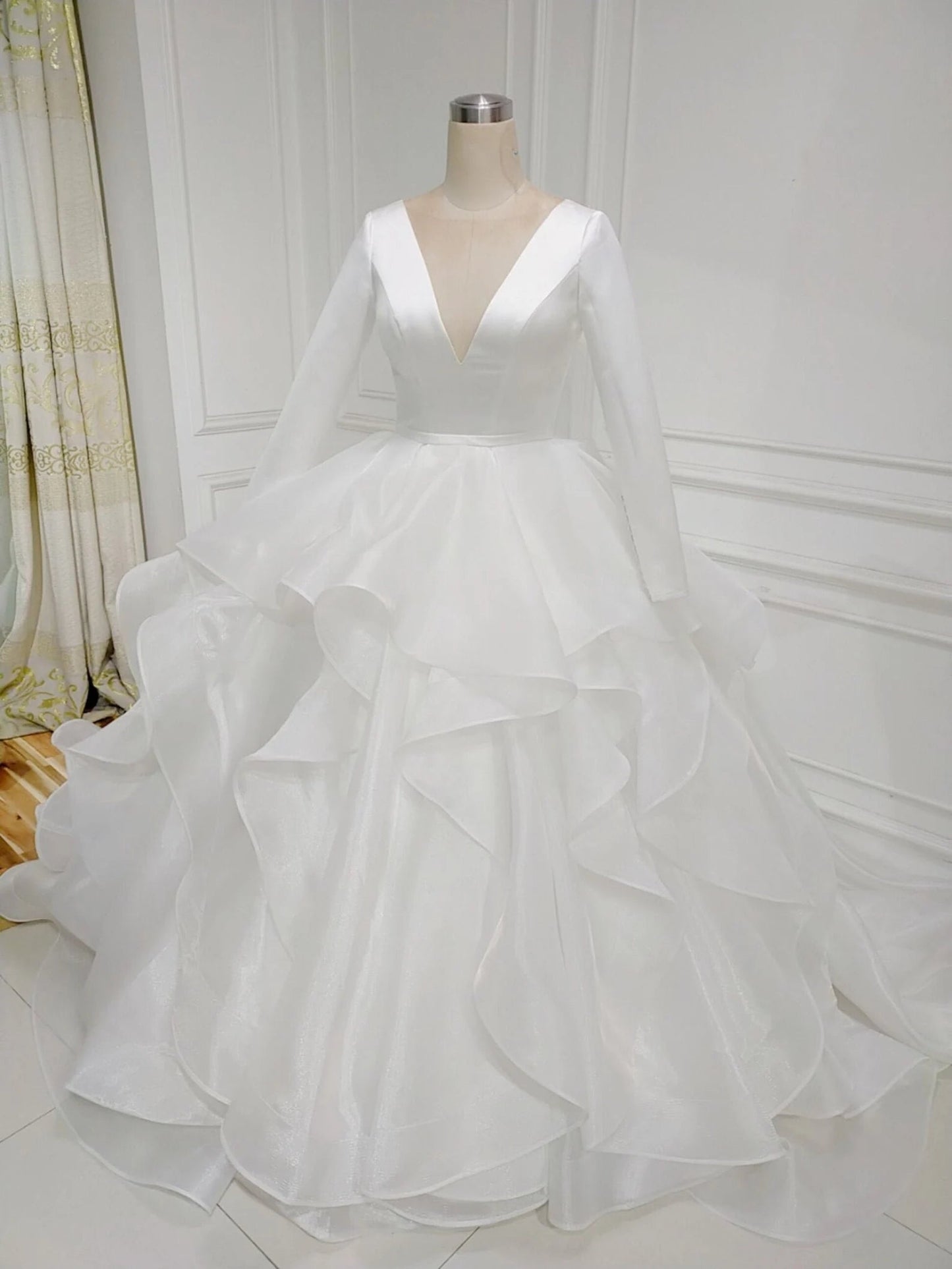 Tiered Ruffle Organza Wedding Gown