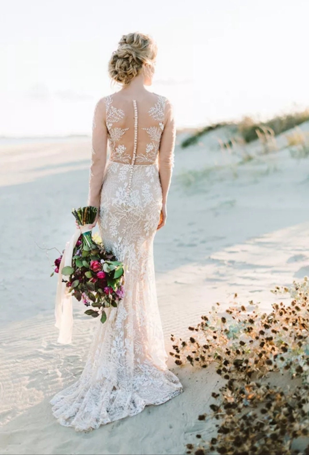 Delicate Lace Full Sleeve Gown